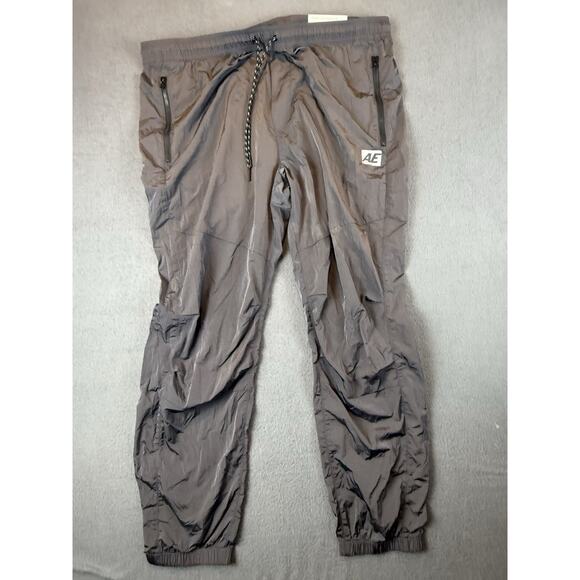 NWT American Eagle Nylon Jogger XLT Gray High Waist Pockets Active Gym - Picture 1 of 9